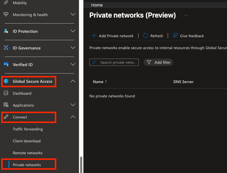 Global Secure Access for Private Network | Gudszent's How-to